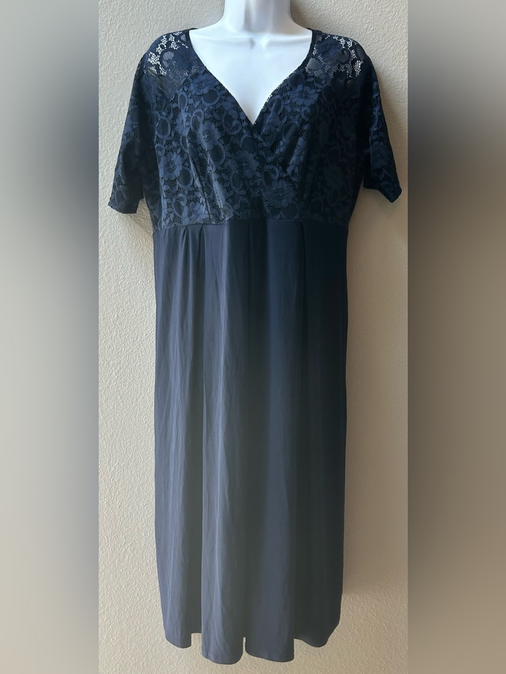 ASOS Maternity Navy Lace Faux Wrap Midi Dress Size US 14